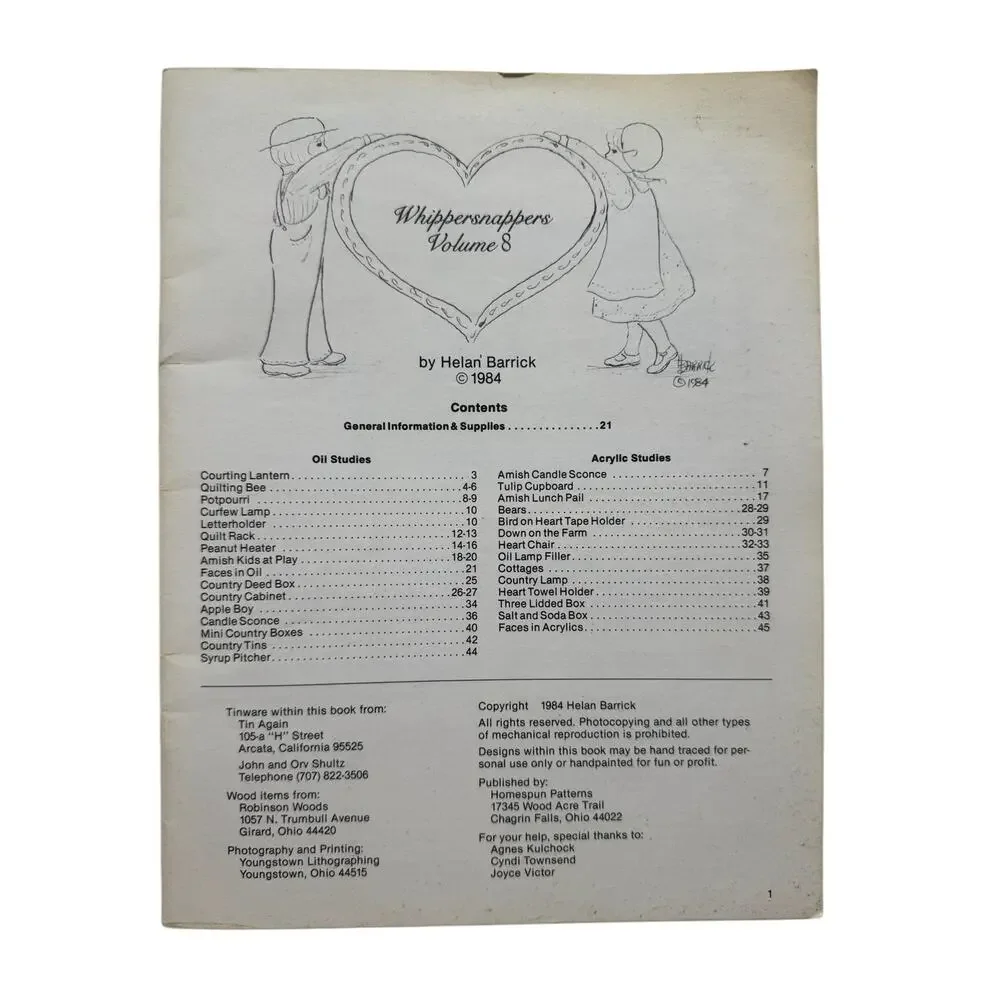 Vintage Whippersnappers Vol 8 Wood Painting Craft Booklet 1984 Helen Barrick